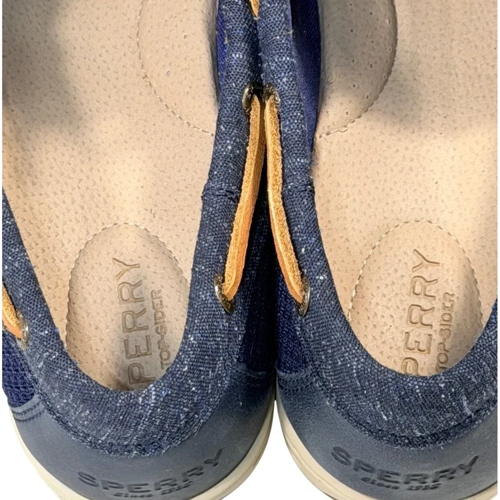 Sperry Top-Sider Koifish Navy Blue Leather Fabric Boat Shoes Womens 11M STS99614